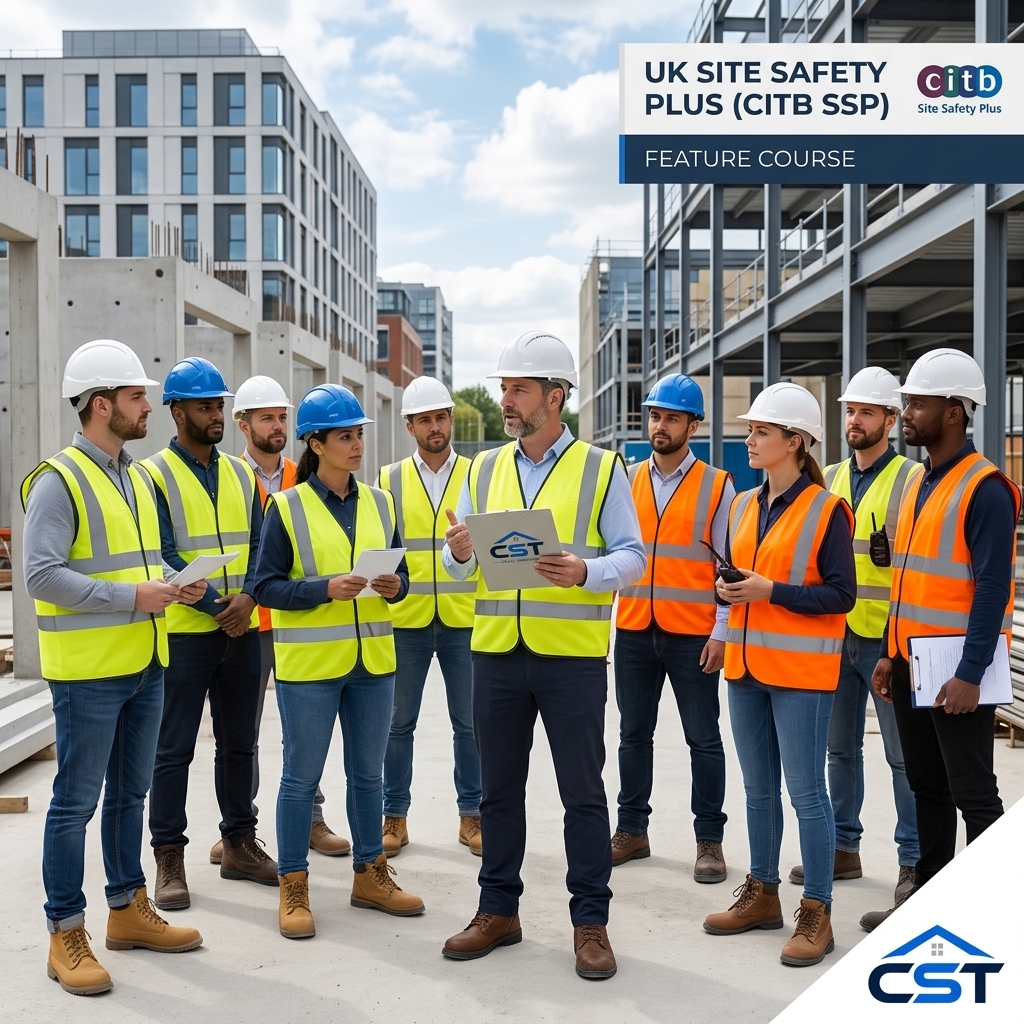 Workers on site discussing CITB SSP course